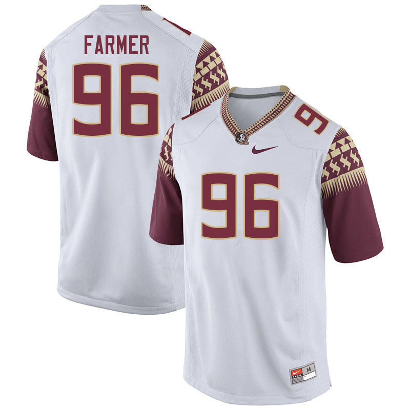Men #96 Joshua Farmer Florida State Seminoles College Football Jerseys Sale-White